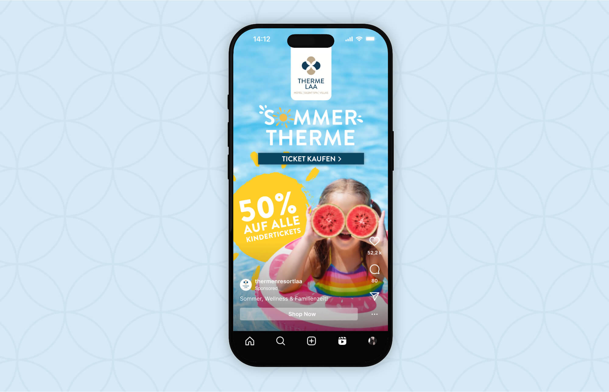 Projektaufarbeitung Therme Laa Kampagne Mockup